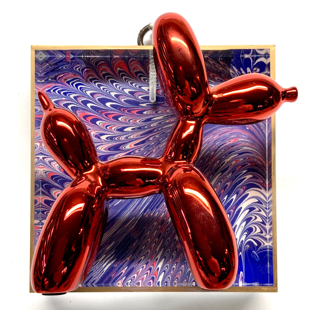 Acrylic Frame with Balloon Dog on Marbled Paper / Slight Imperfections (4