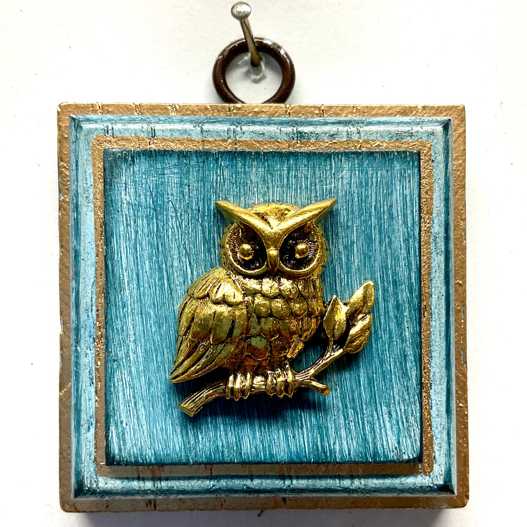 Blue Waxed Frame with Owl (2.75