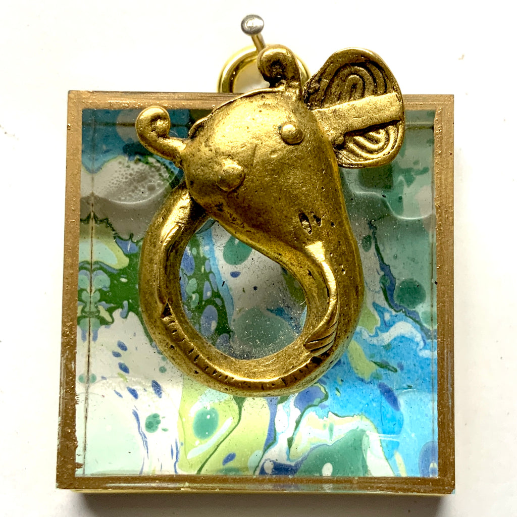 Acrylic Frame with Fish on Marbled Paper / Slight Imperfections (2