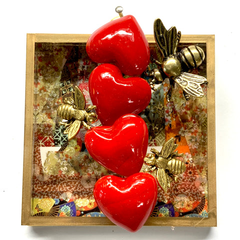Acrylic Frame with Bees on Hearts / Slight Imperfections (3