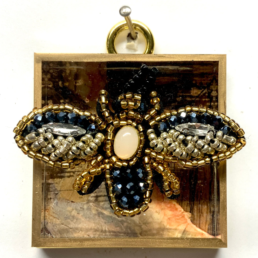 Acrylic Frame with Beaded Bee / Slight Imperfections (2