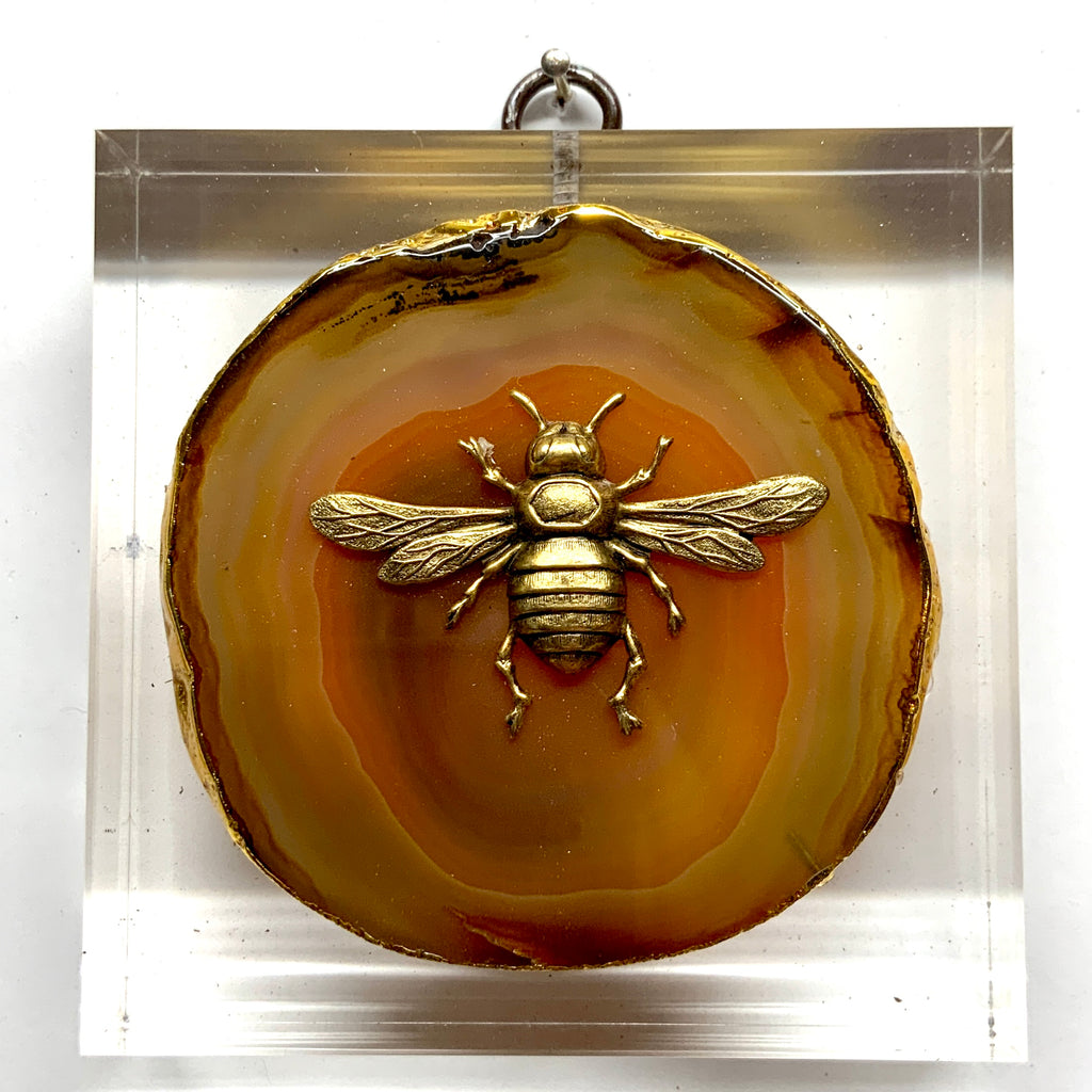 Acrylic Frame with Italian Bee on Agate / Slight Imperfections (4