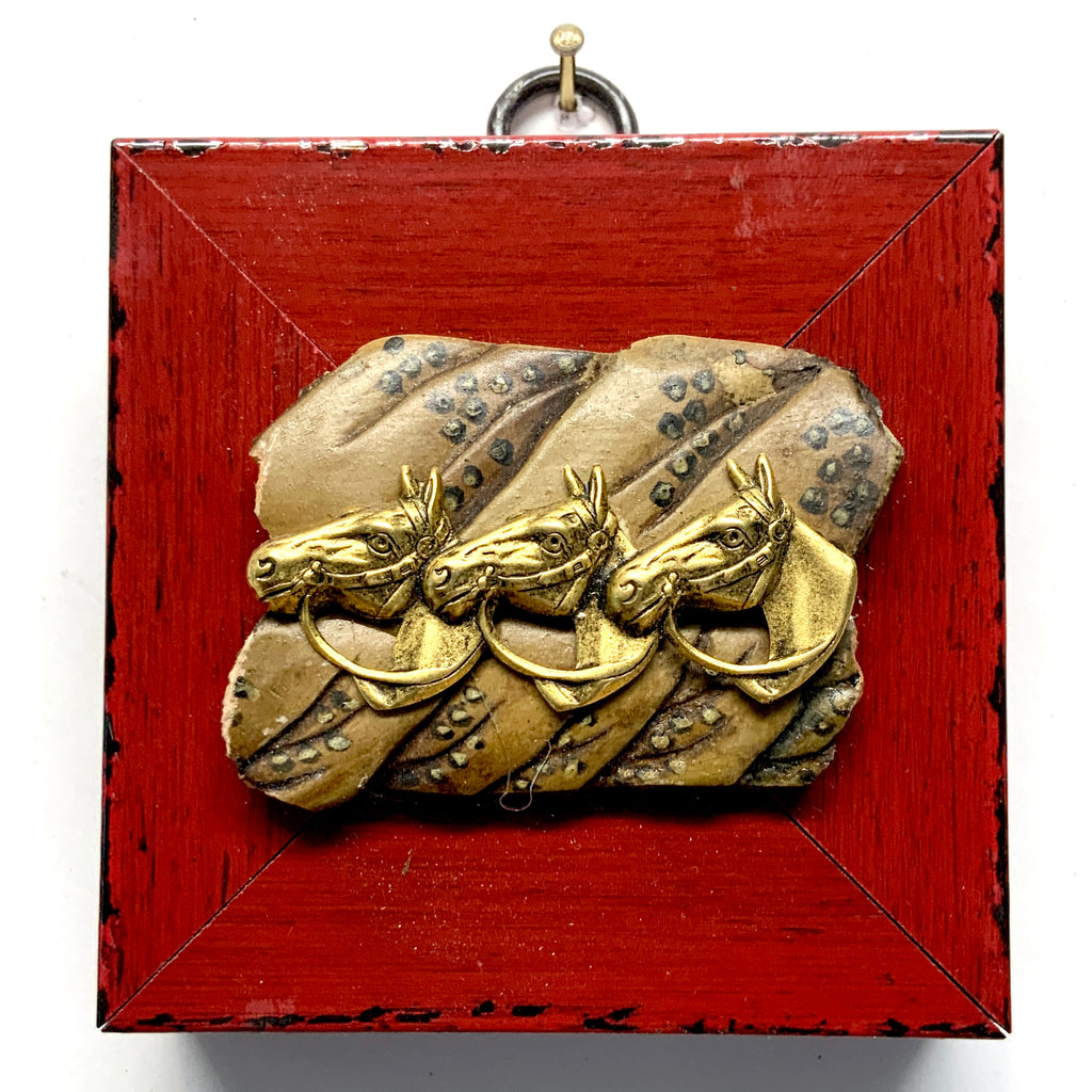 Modern Lacquered Frame with Horses on Antique Jade (3” wide)