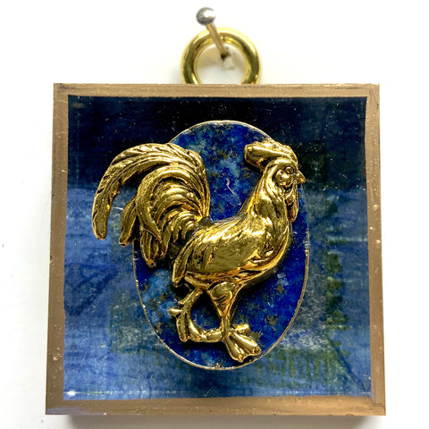 Acrylic Frame with Rooster on Lapis / Slight Imperfections (2