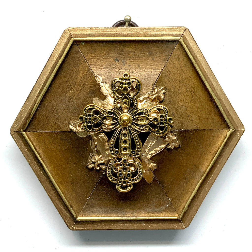 Gilt Frame with Cross (4.25” wide)