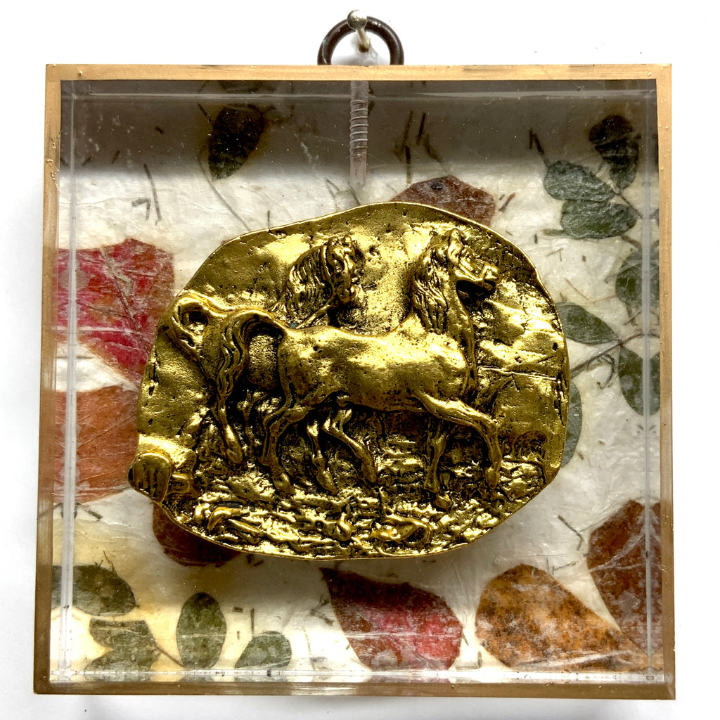 Acrylic Frame with Horses on Mulberry Paper / Slight Imperfections (4