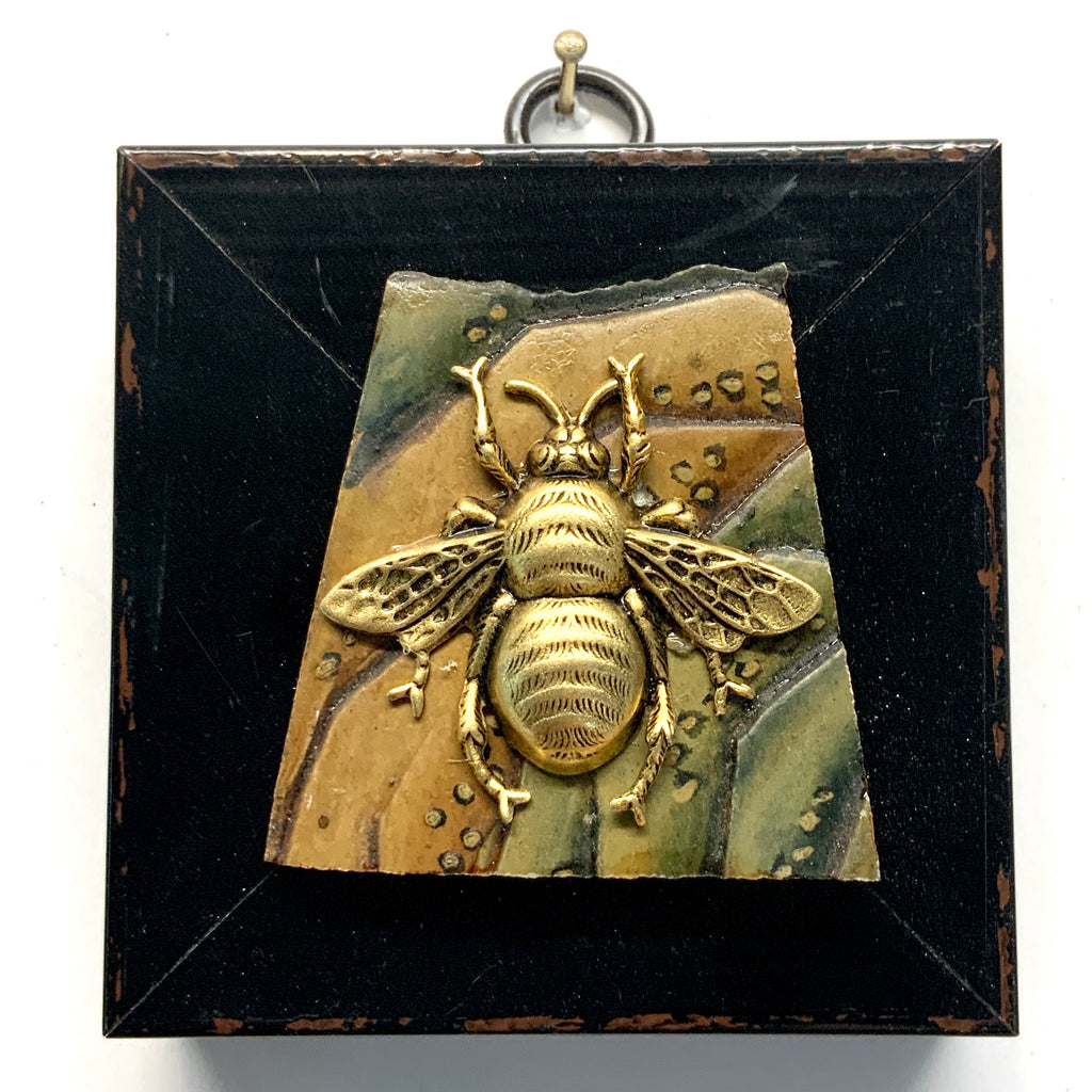 Modern Lacquered Frame with Grande Bee on Antique Jade (3” wide)