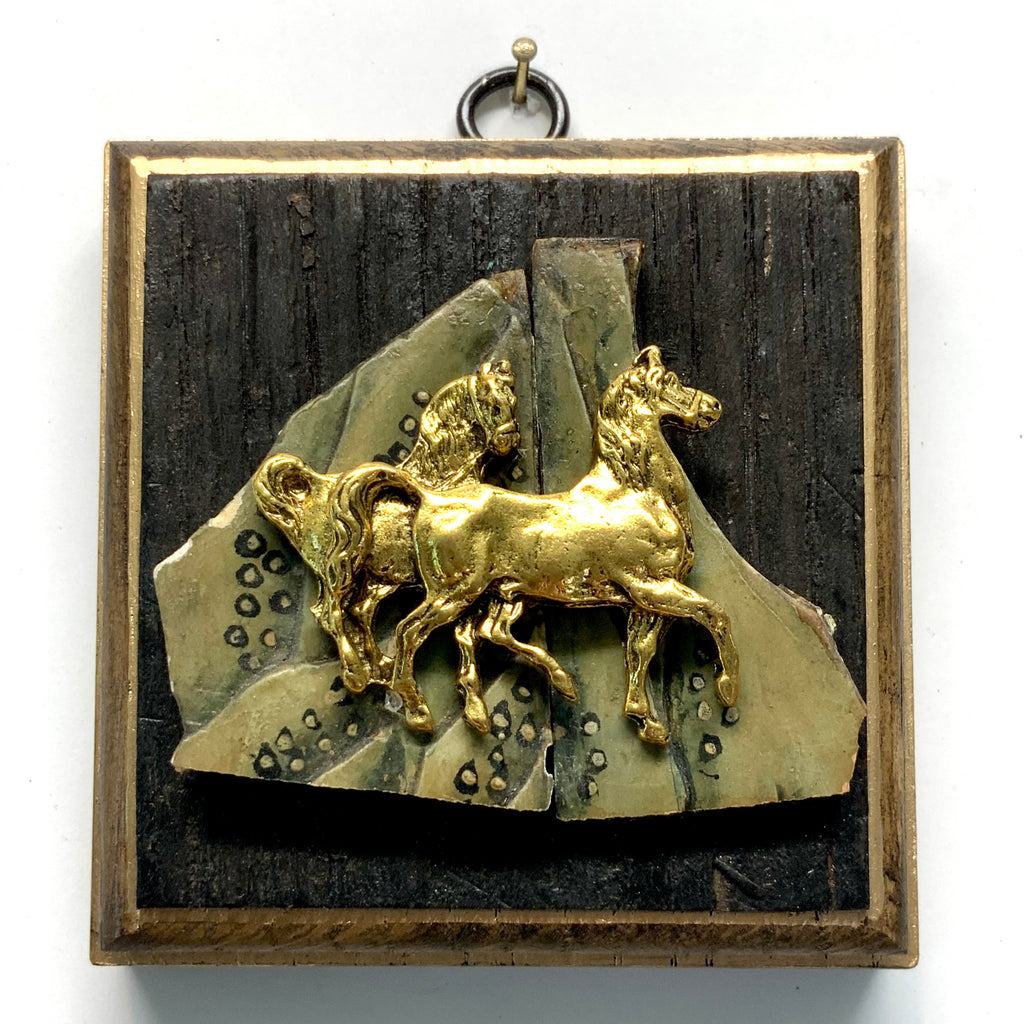 Bourbon Barrel Frame with Horses on Jade (3.75” wide)