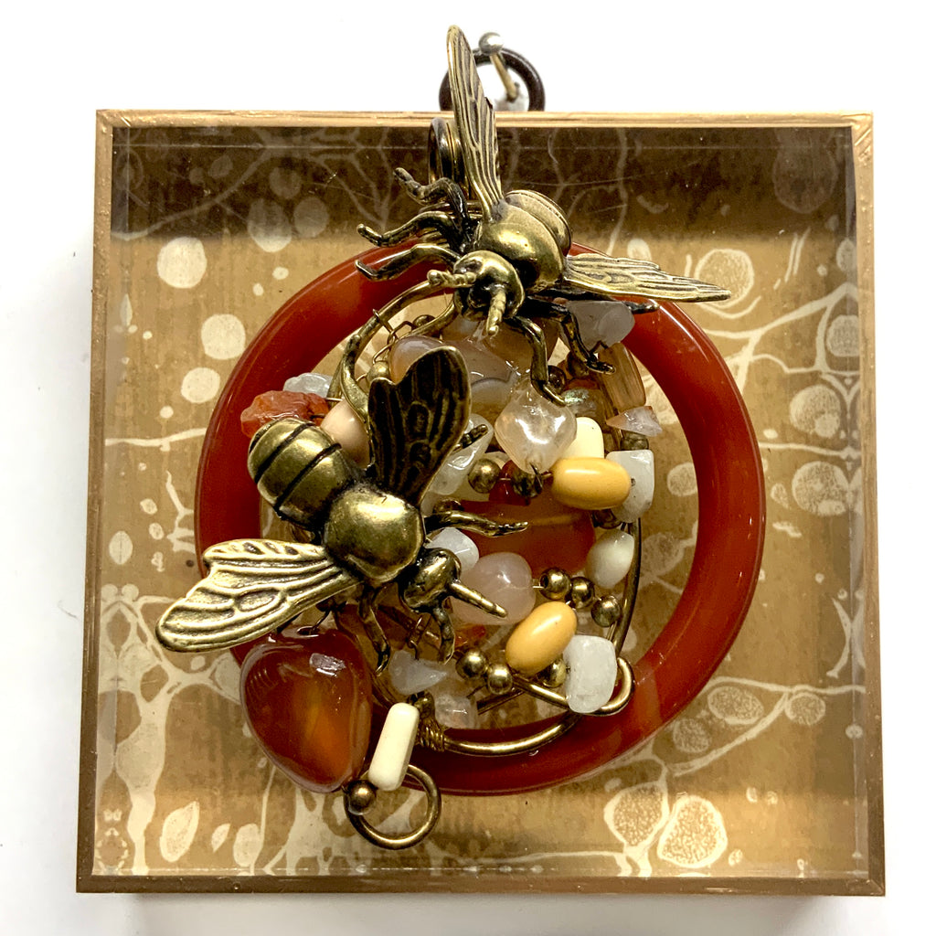 Acrylic Frame with Bees on Necklace / Slight Imperfections (4