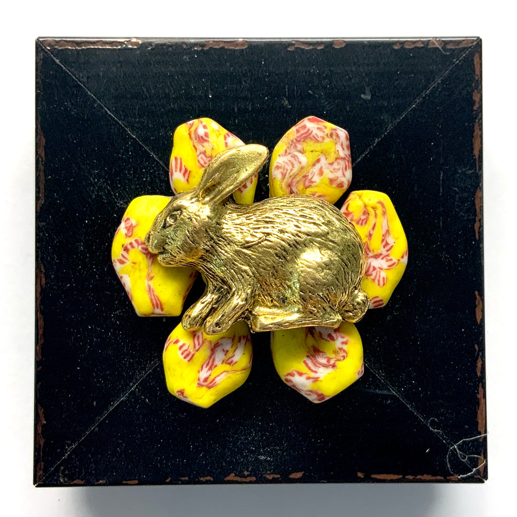 Modern Lacquered Frame with Bunny on Beads (3” wide)