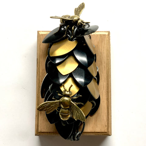 Wooden Frame with Bees on Necklace (3.25