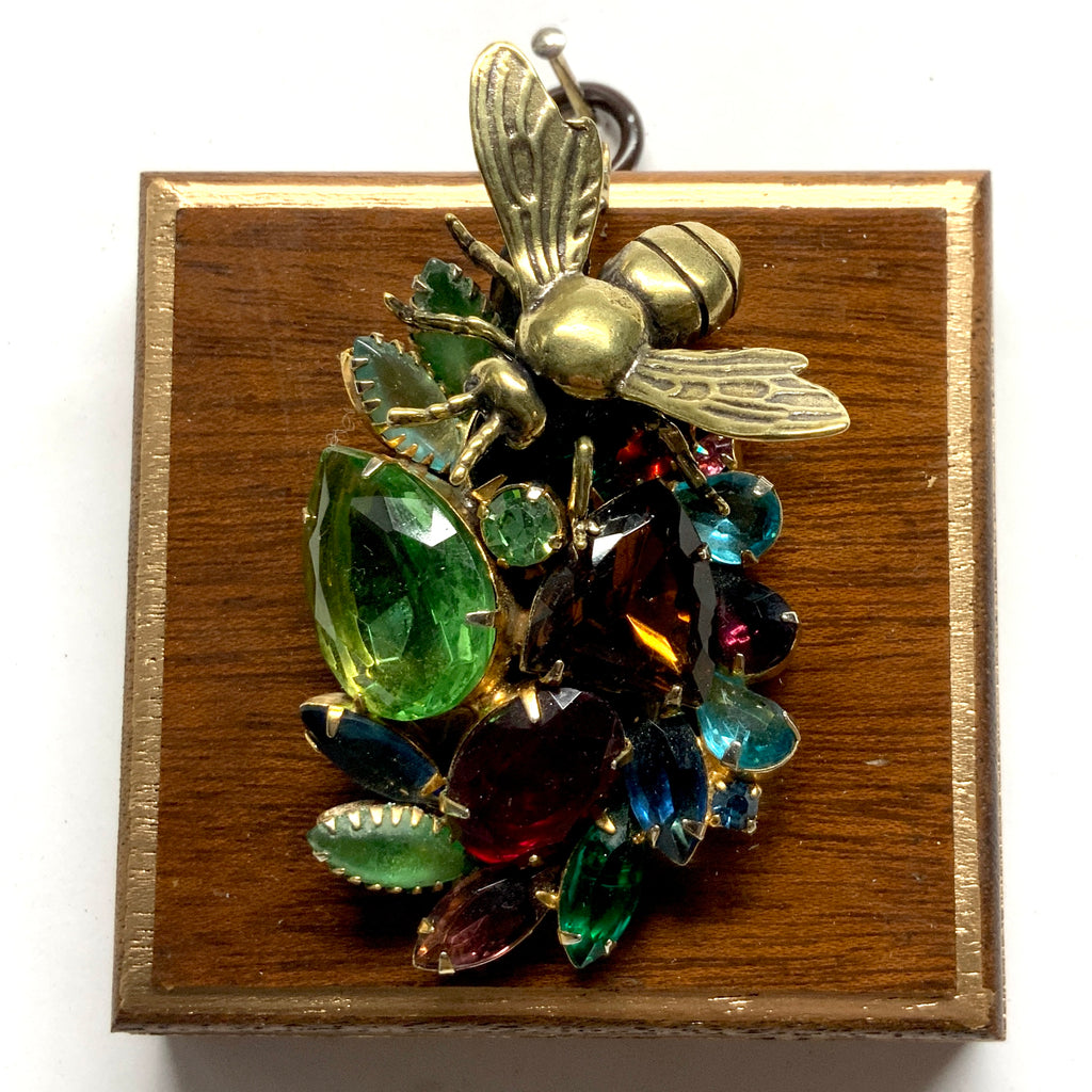 Wooden Frame with Bee on Brooch (3.25