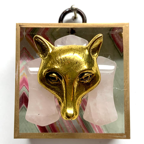 Acrylic Frame with Fox on Marbled Paper / Slight Imperfections (2