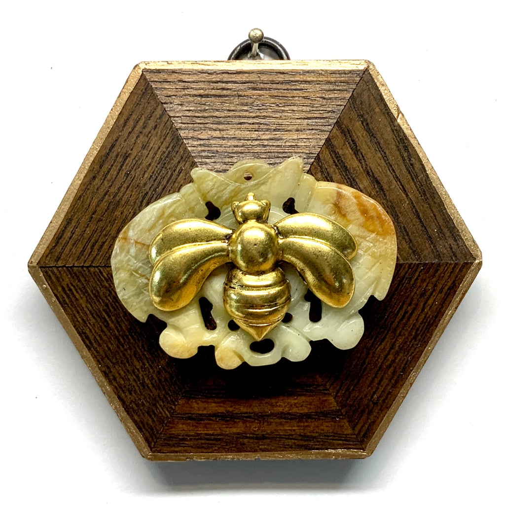Wooden Frame with Bee on Jade (4” wide)
