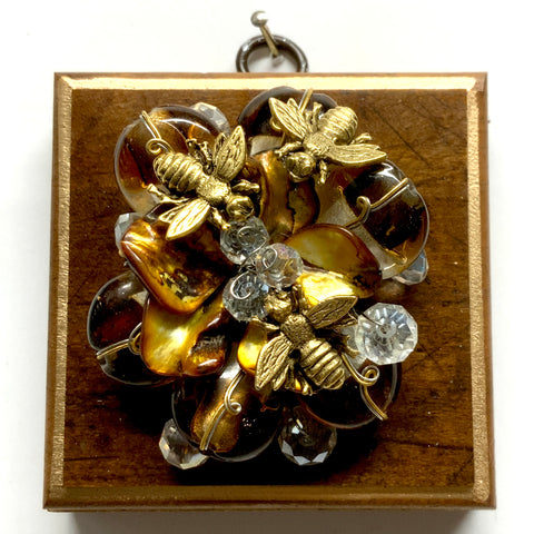 Wooden Frame with Napoleonic Bees on Necklace (3.25