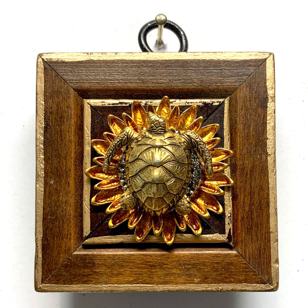 Wooden Frame with Turtle on Brooch (2.5” wide)