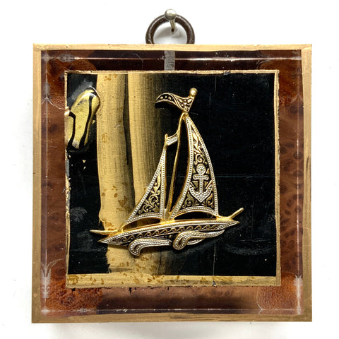 Acrylic Frame with Boat and Coromandel on Redwood / Slight Imperfections (3