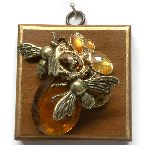 Wooden Frame with Bees on Necklace (3.25