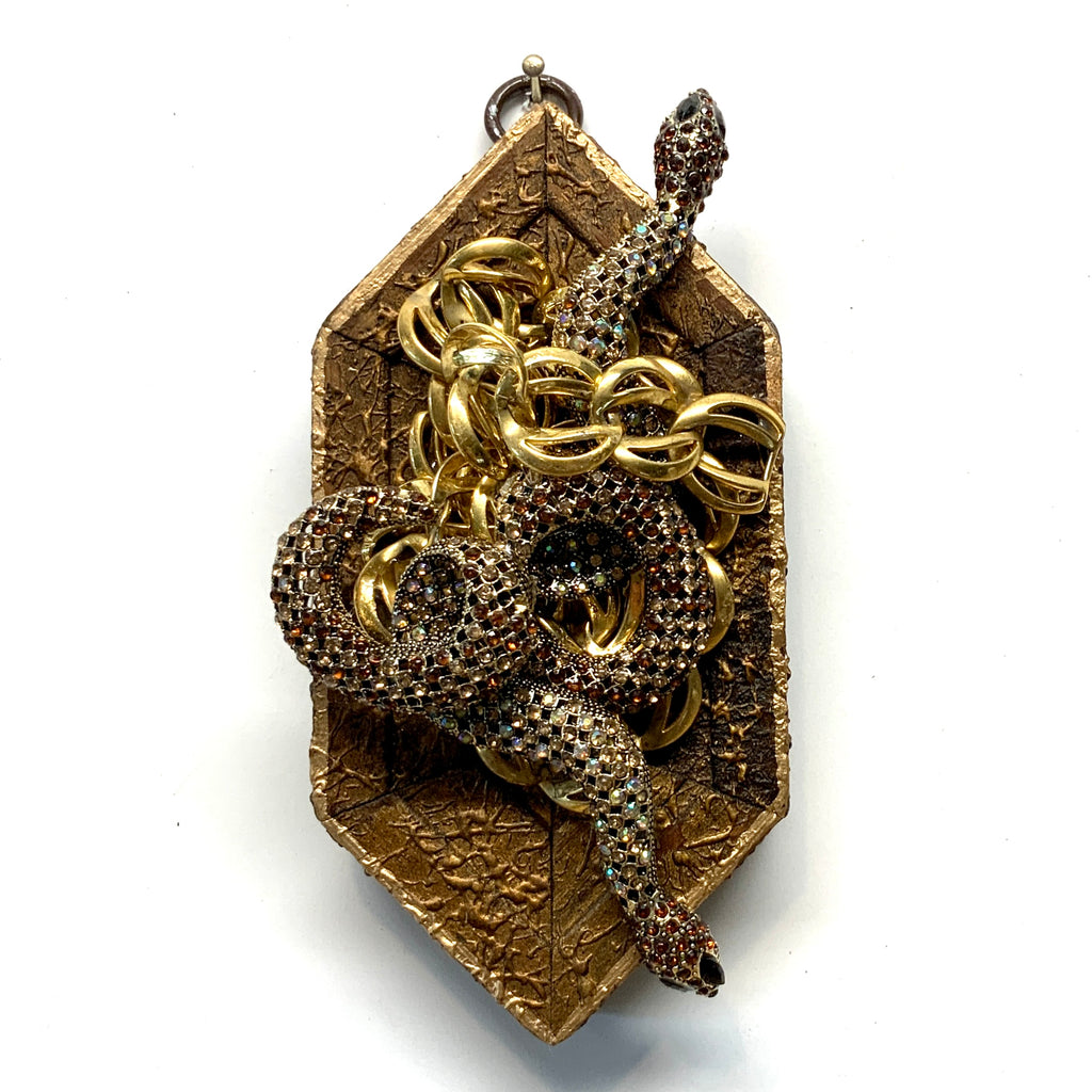 Gilt Frame with Sparkle Snakes on necklace (2.5” wide)