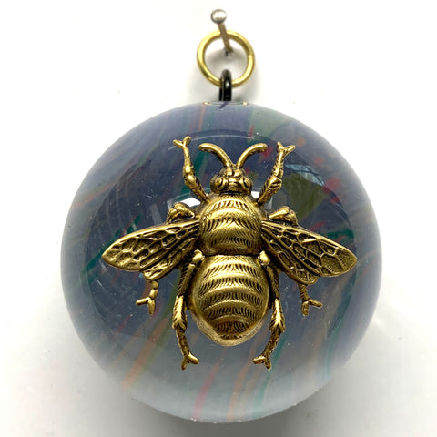 Acrylic Dome Frame with Grande Bee on Marbled Paper / Slight Imperfections (2.5