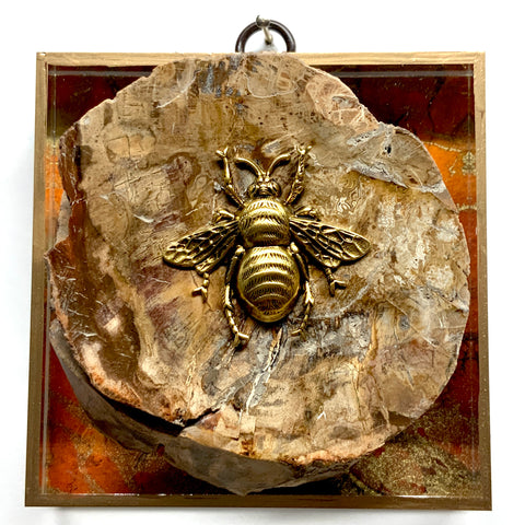 Acrylic Frame with Grande Bee on Petrified Wood / Slight Imperfections (4