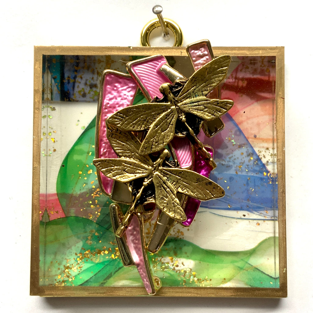 Acrylic Frame with Dragonflies on Brooch / Slight Imperfections (3