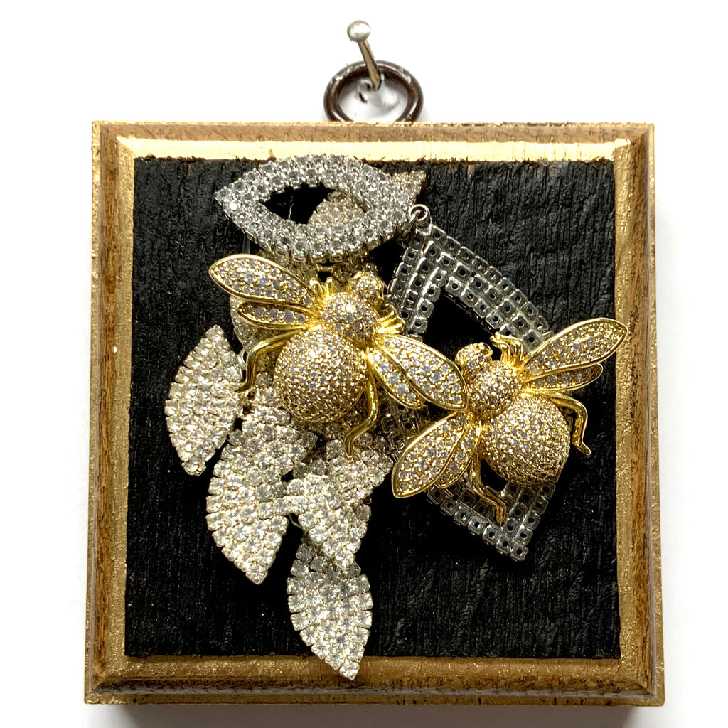 Bourbon Barrel Frame with Sparkle Bees on Brooch (3.25