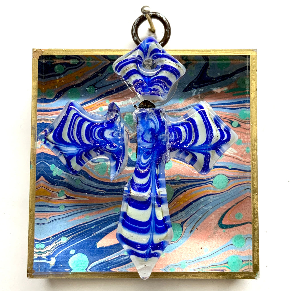 Acrylic Frame with Cross on Marbled Paper / Slight Imperfections (3