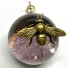 Acrylic Dome Frame with Bee on Marbled Paper / Slight Imperfections (2.5