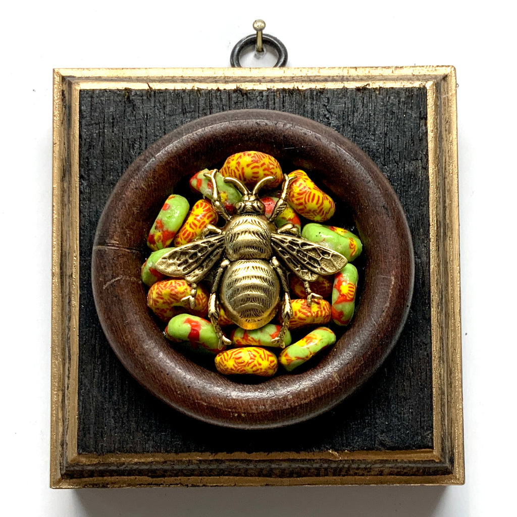 Bourbon Barrel Frame with Grande Bee on Beads (3.75” wide)
