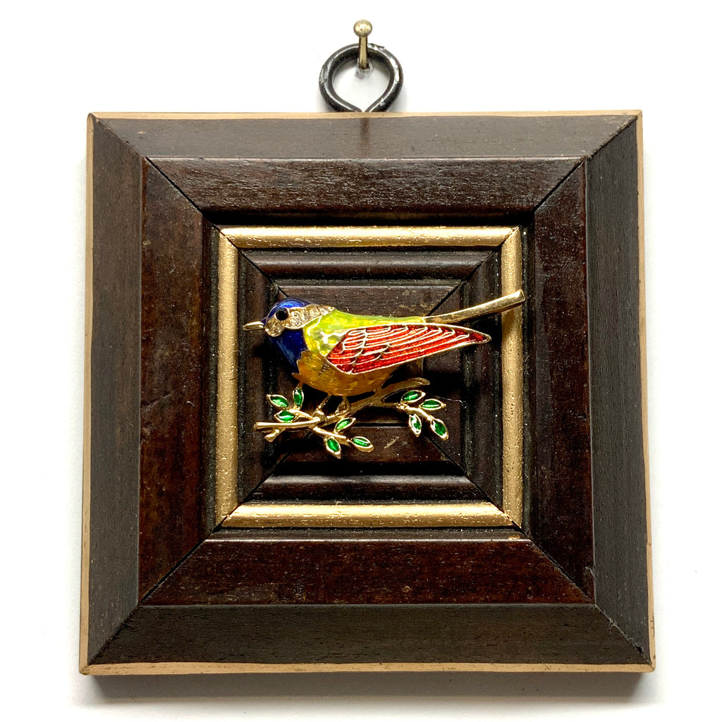 Wooden Frame with Enameled Bird (3.75” wide)
