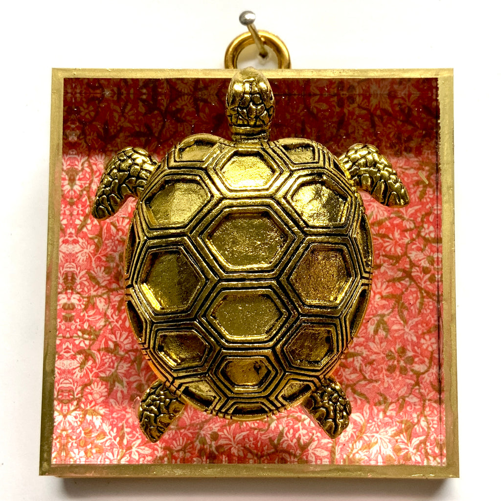 Acrylic Frame with Turtle on Marbled Paper / Slight Imperfections (3