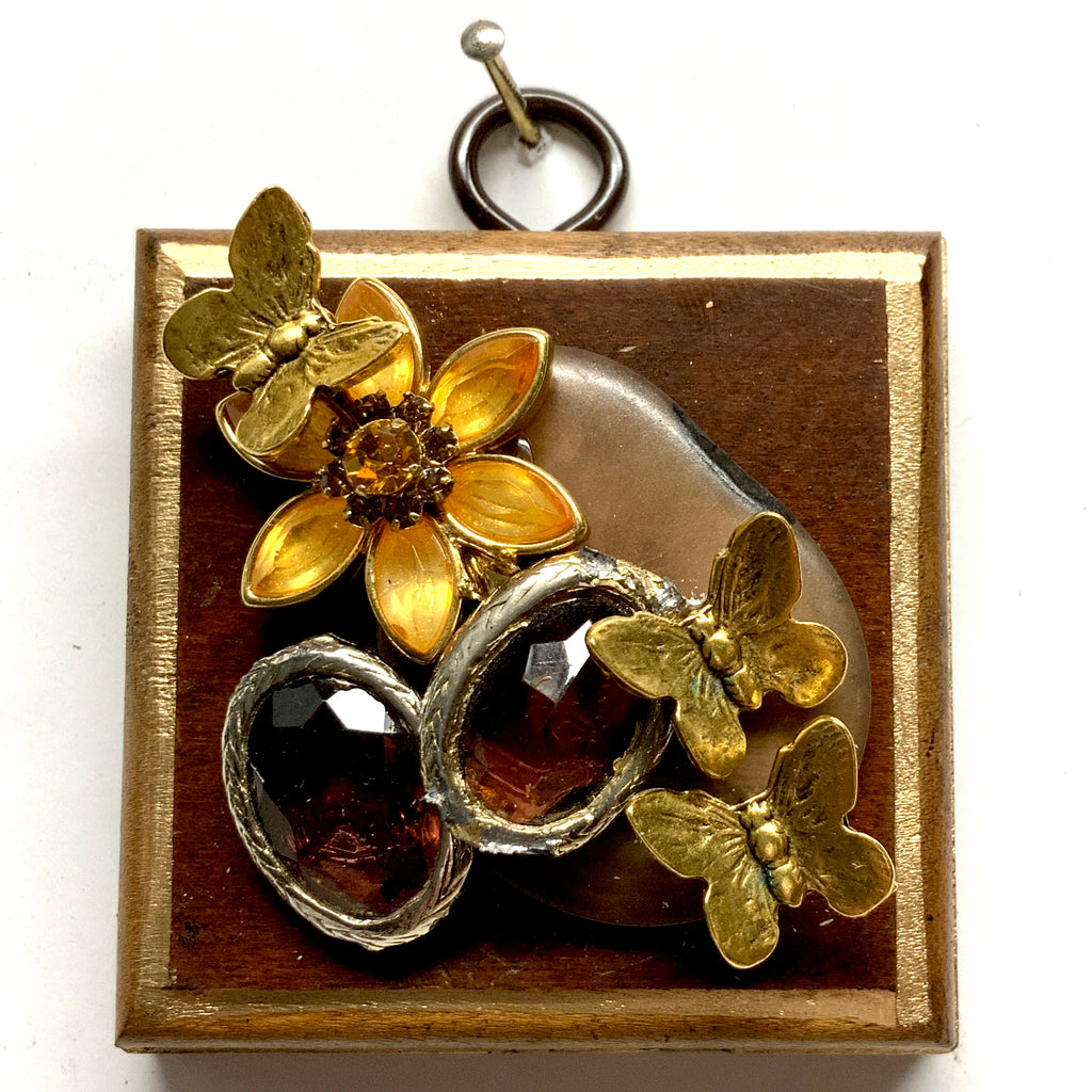 Wooden Frame with Butterflies on Brooch (2.5