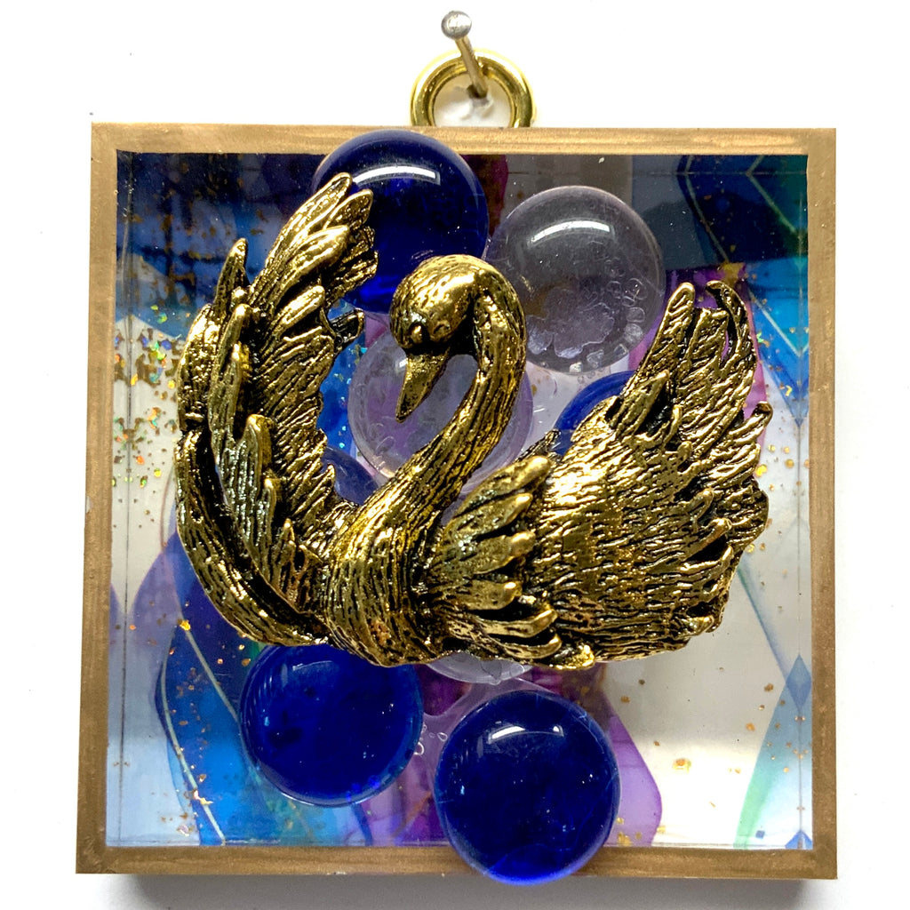 Acrylic Frame with Swan on Glass Beads / Slight Imperfections (3