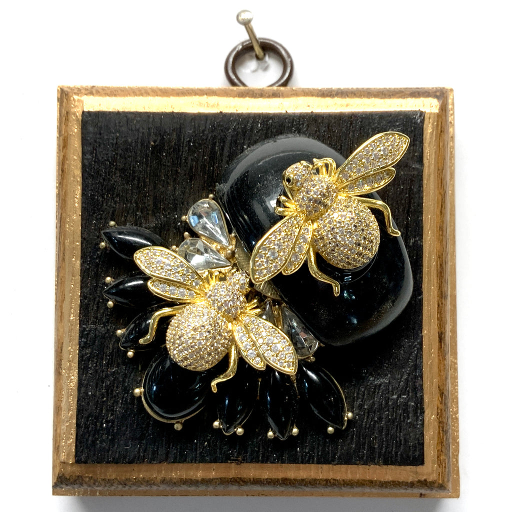 Bourbon Barrel Frame with Sparkle Bees on Brooch (3.25