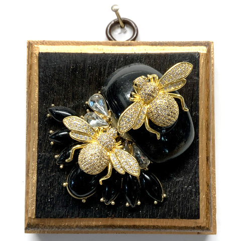 Bourbon Barrel Frame with Sparkle Bees on Brooch (3.25