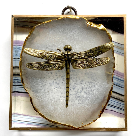 Acrylic Frame with Dragonfly on Agate / Slight Imperfections (4