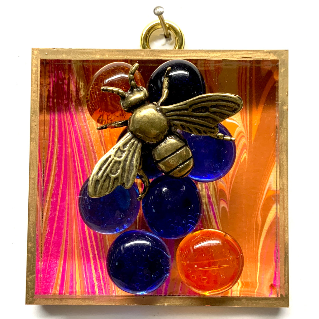 Acrylic Frame with Bee on Glass Beads / Slight Imperfections (3
