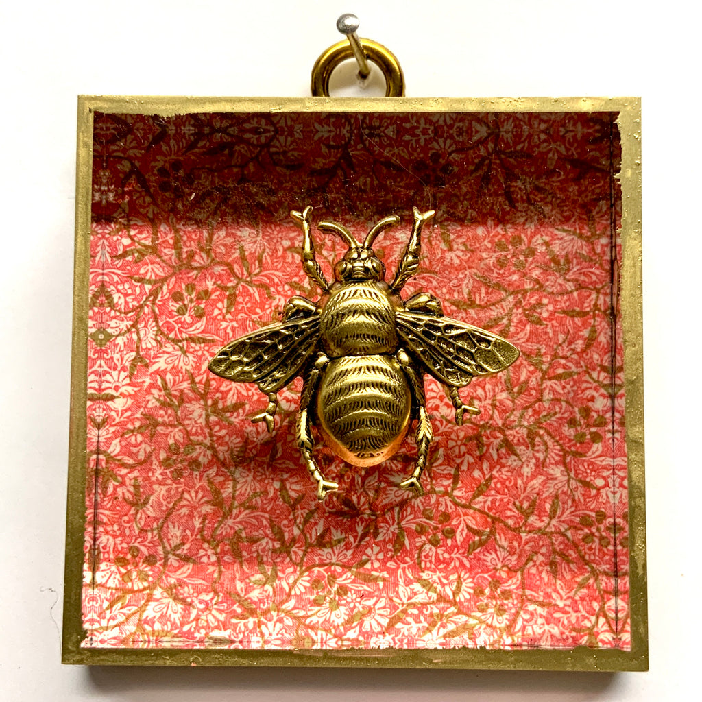 Acrylic Frame with Grande Bee on Marbled Paper / Slight Imperfections (3