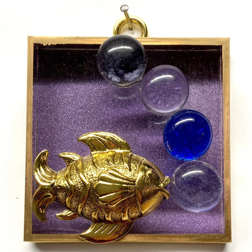 Acrylic Frame with Fish on Glass Beads / Slight Imperfections (3