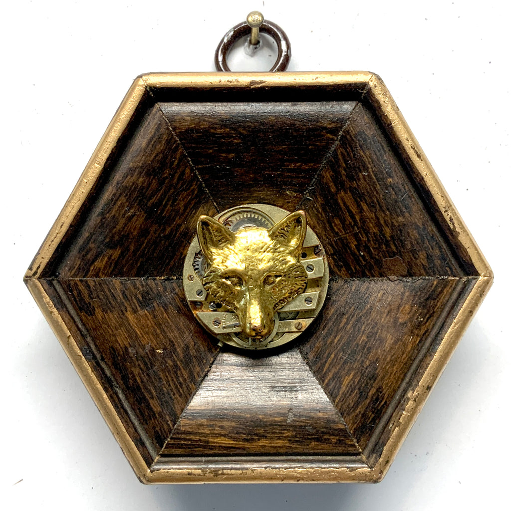 Wooden Frame with Fox on Watch Movement (3.25” wide)