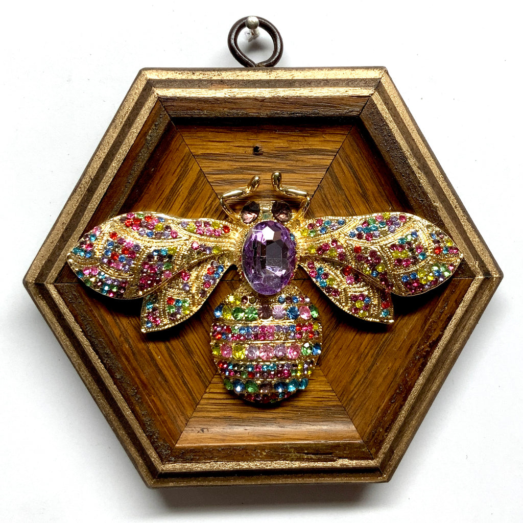 Wooden Frame with Large Sparkle Bee (5