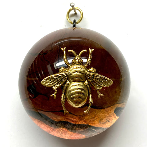 Acrylic Dome Frame with Grande Bee on Marbled Paper / Slight Imperfections (3