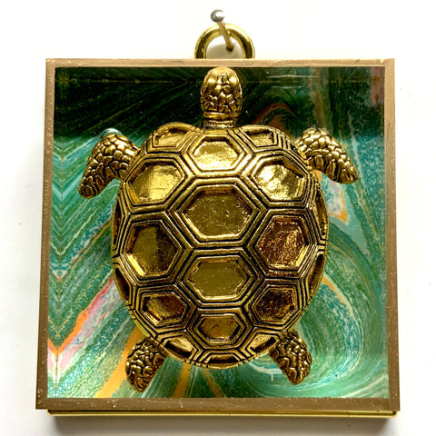 Acrylic Frame with Turtle on Marbled Paper / Slight Imperfections (3