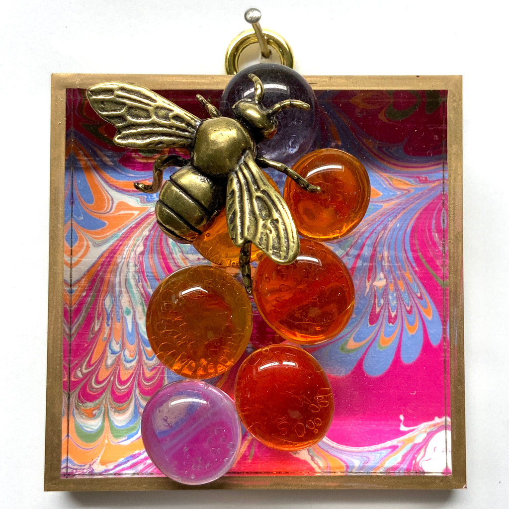 Acrylic Frame with Bee on Glass Beads / Slight Imperfections (3