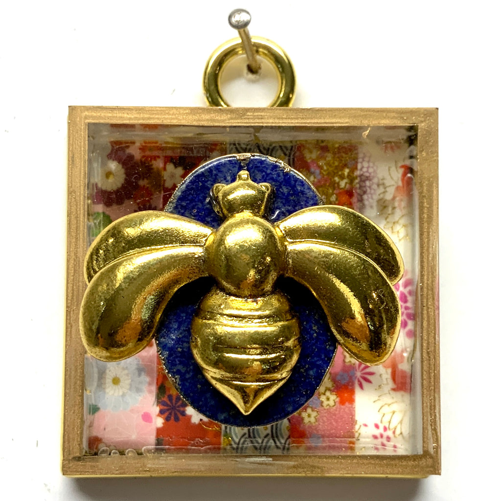 Acrylic Frame with Deco Bee on Lapis / Slight Imperfections (2