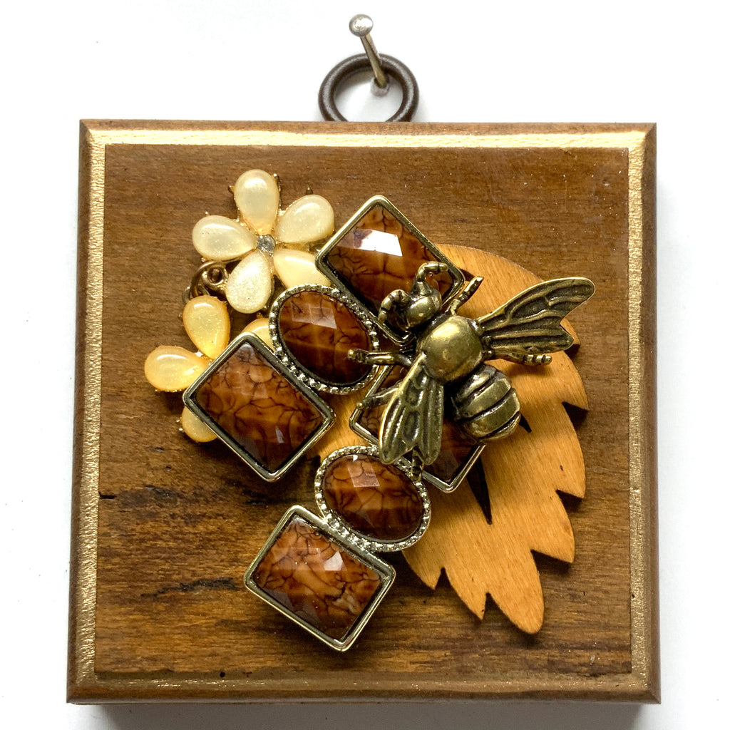 Wooden Frame with Bee on Brooch (3.25