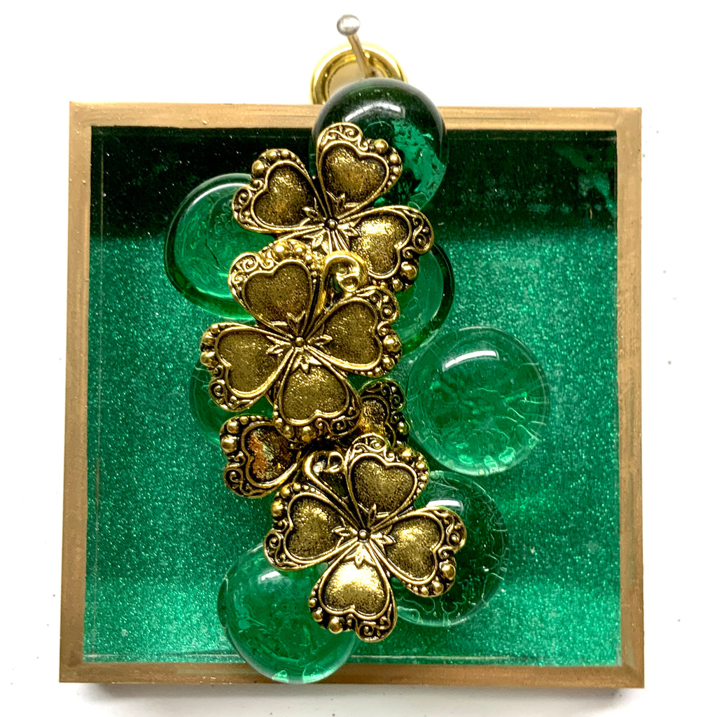 Acrylic Frame with Clover on Glass Beads / Slight Imperfections (3
