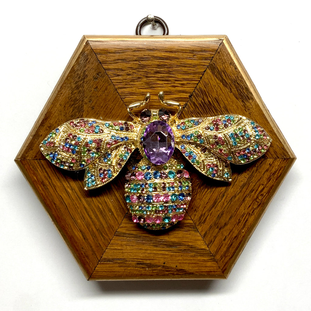 Wooden Frame with Large Sparkle Bee (4.75