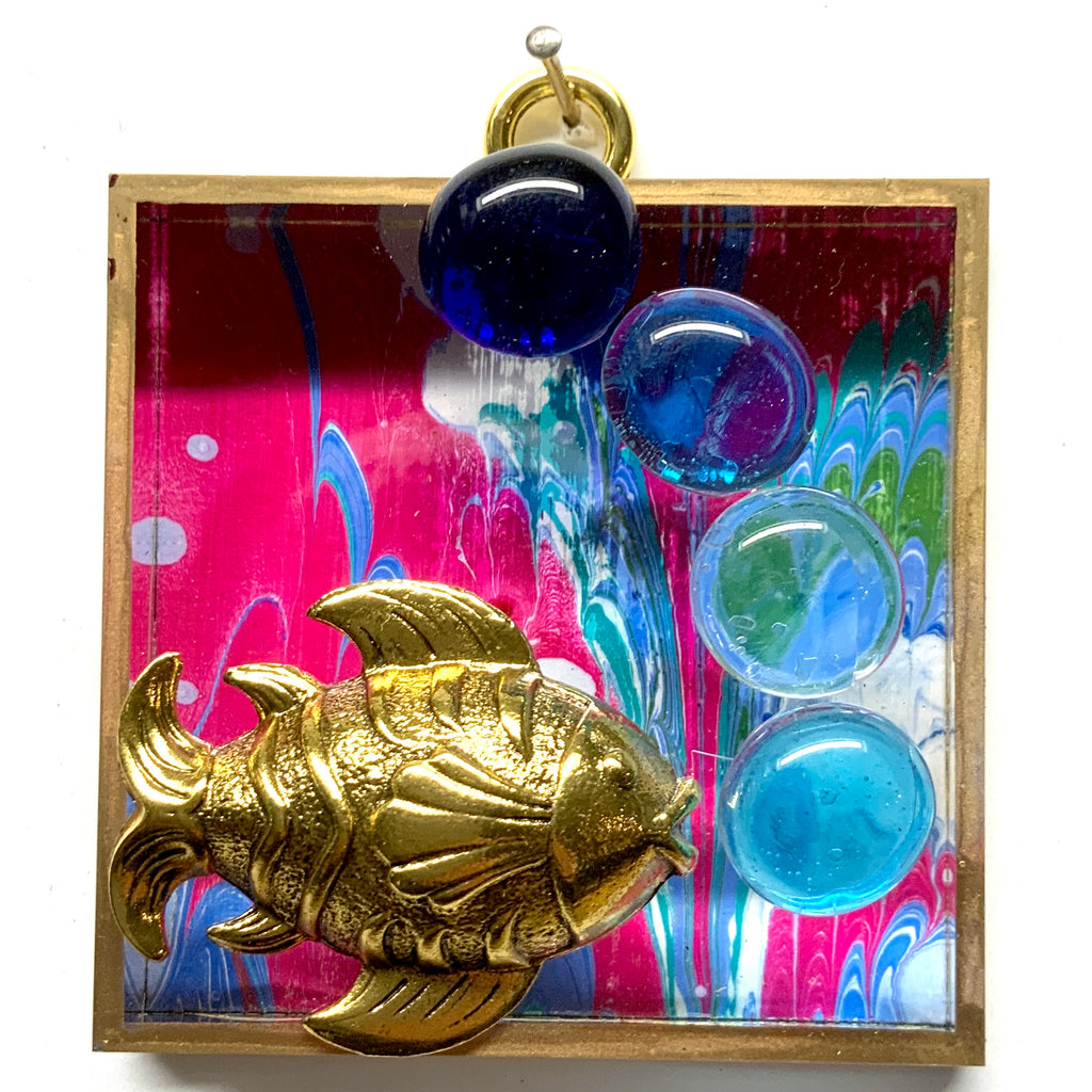 Acrylic Frame with Fish on Glass Beads / Slight Imperfections (3